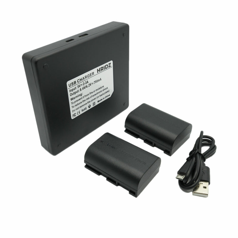 HRIDZ LP-E6 2 Batteries and 1 Dual Charger for Canon LP-E6n LP E6 Battery