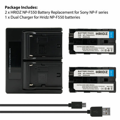 Hridz NP-F550 Battery Charger Set Compatible with Sony NP-F series