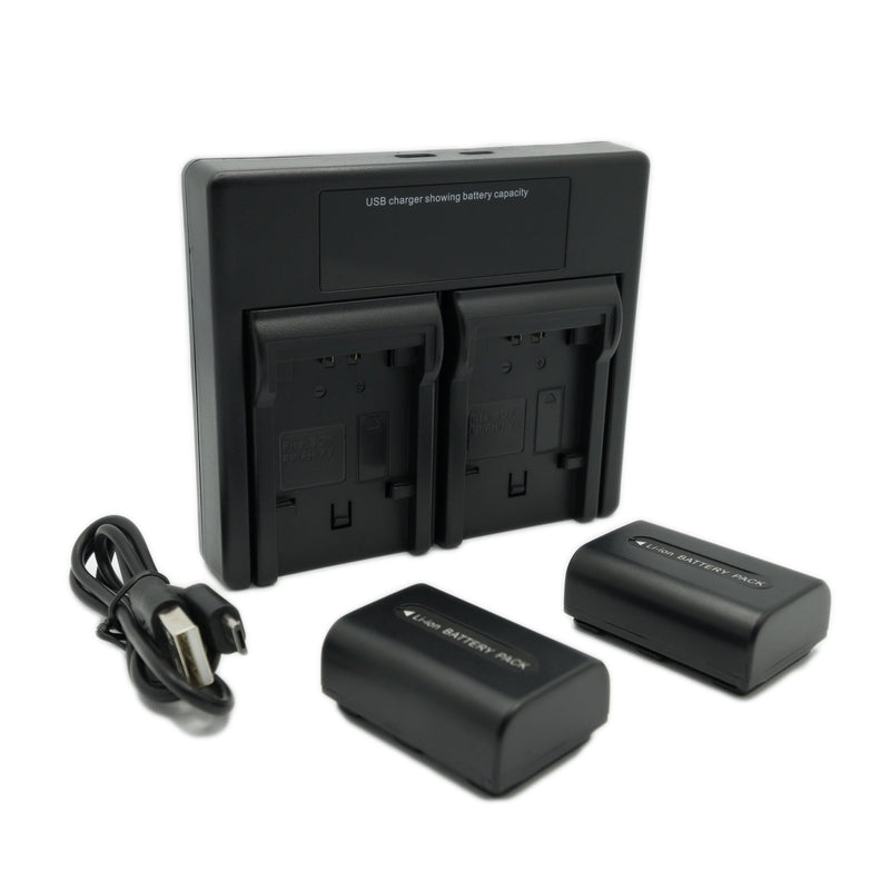 Hridz 2-Pack of NP-FH50 Batteries and Dual Battery Charger for Sony Cyber-Shot