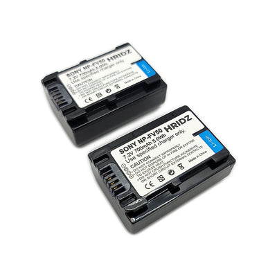 Hridz NP-FV50 Lithium-Ion Battery 2-Pack Bundle with Dual Charger for Sony