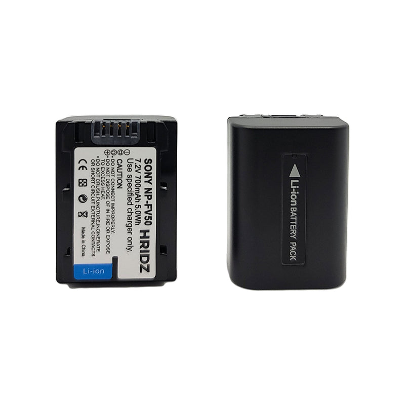 Hridz NP-FV50 Lithium-Ion Battery 2-Pack Bundle with Dual Charger for Sony