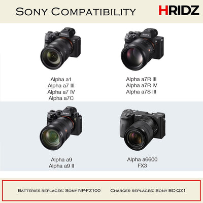 Hridz NP-FZ100 Battery for Sony A9 9R A9R A9S A7RIII Cameras