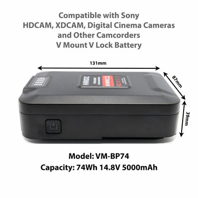 HRIDZ VM-BP74 V Lock V Mount Battery - 74Wh 14.8V 5000mAh Li-ion Battery