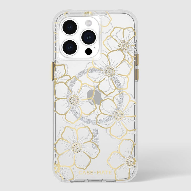 Case-Mate Floral Gems MagSafe Case For iPhone 15 Pro Max - Gold