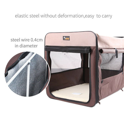 Pet Carrier Bag Soft Dog Crate Cage Kennel Tent House Foldable Portable Car Bed Grey 70*52*54CM