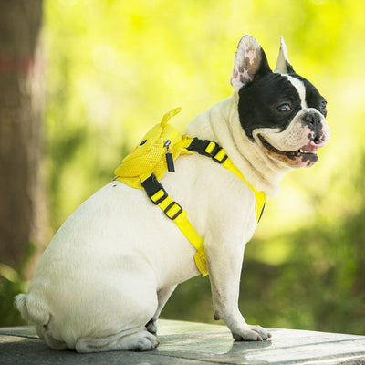 Ondoing Pet Saddle Bag Dog Harness Backpack Hiking Traveling Outdoor Bags Cute Costume (Yellow tiger bag with leash)XS