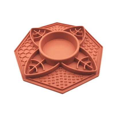Flower Mandala Slow Feeder Lick Mat Bowl - Terracotta