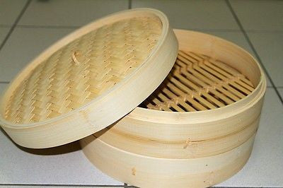 11 Inch Brand New Bamboo Steamer Set - 2 Steamer Baskets With 1 Lid