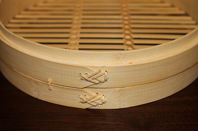 12 Inch Brand New Bamboo Steamer Set-2 Steamer Baskets With 1 Lid