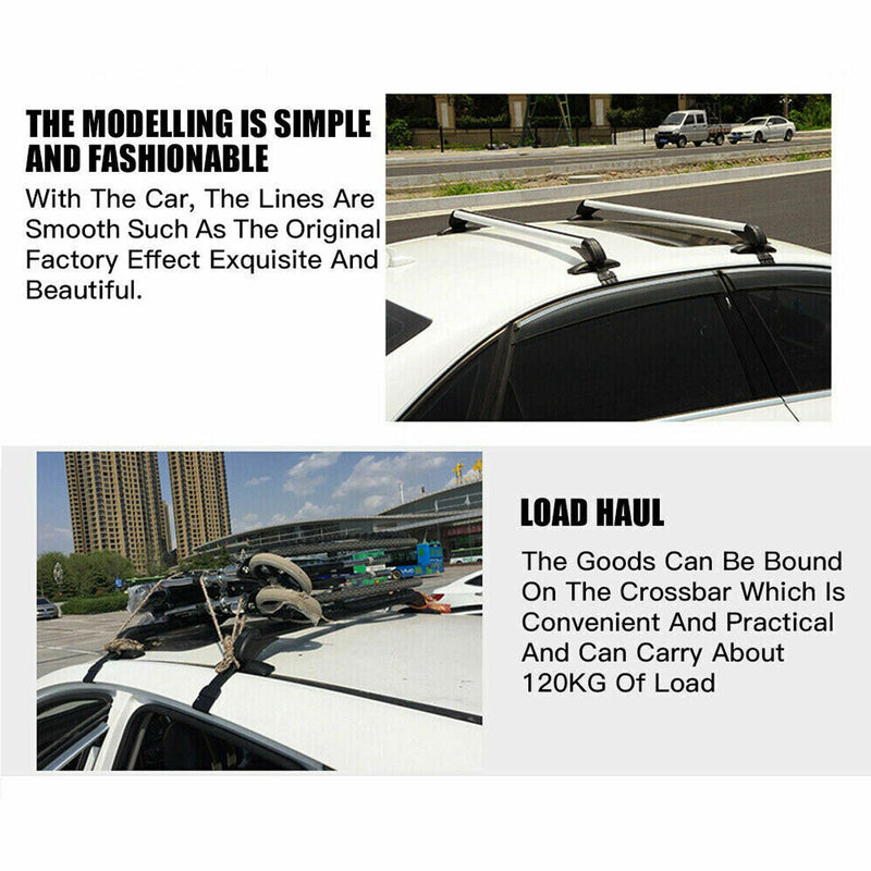 100cm Universal Car Roof Racks Carrier Adjustable Cross Bars Aluminium Alloy Lockable