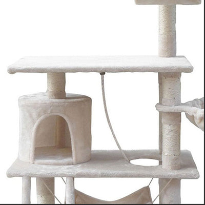 158cm Cat Tree Scratching Post Scratcher Pole Gym Toy House Furniture Multilevel - beige