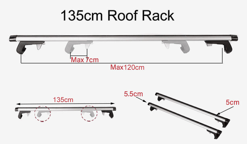 135CM Universal Adjustable Aluminum Alloy Car Roof Rack Cross Bars Carrier Lock