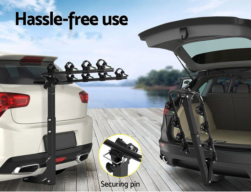 3 Bike Rack Bicycle Car Rear Carrier 2" Steel Foldable Steel Hitch Mount Towbar