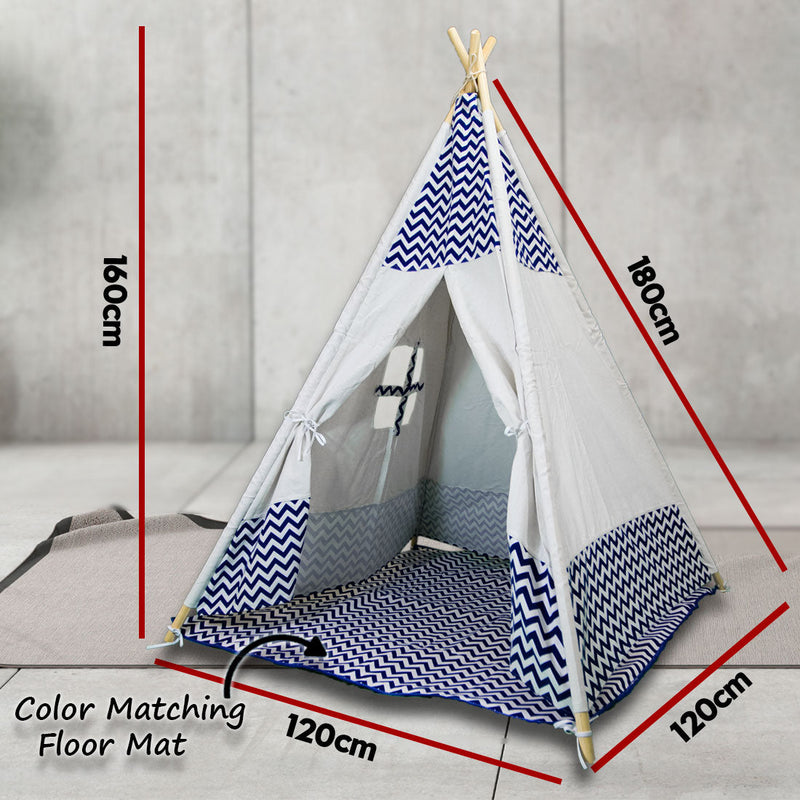 Giant Cotton Canvas Kids Teepee Children Pretend Play Tent Indoor Outdoor Party