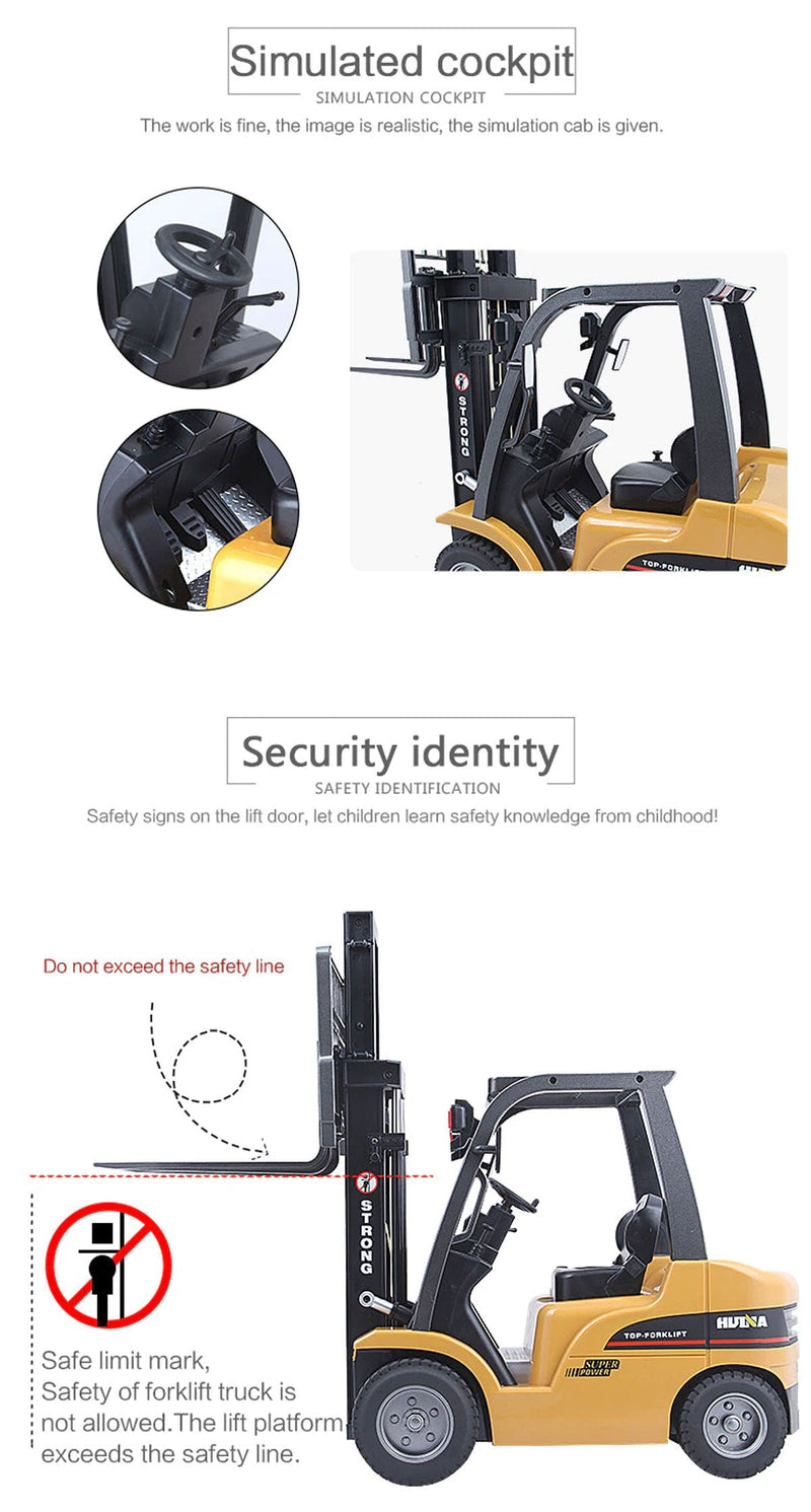 Huina 1/10 RC 8CH ForkLift Excavator Industrial Construction Engineering Vehicle Truck Kids Adult Toys alloy