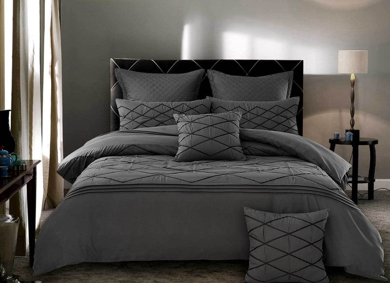 Luxton King Size 3pcs Embroidered Grey Quilt Cover Set