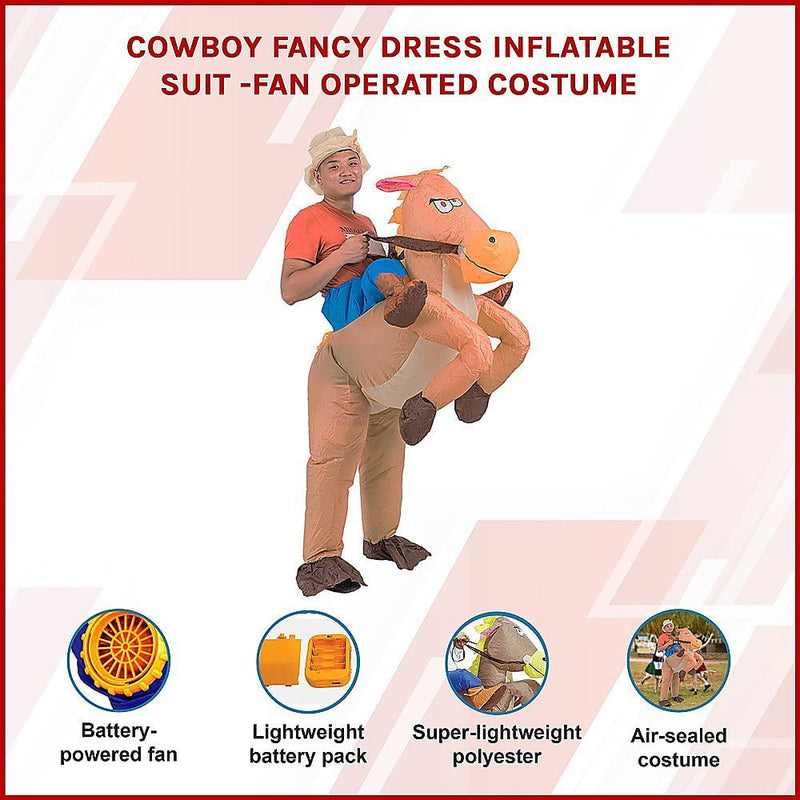 COWBOY Fancy Dress Inflatable Suit -Fan Operated Costume