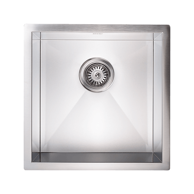 440x440mm Handmade Stainless Steel Undermount / Topmount Kitchen Laundry Sink with Waste