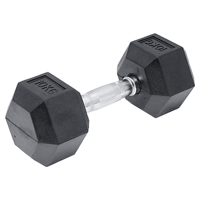 10KG Commercial Rubber Hex Dumbbell Gym Weight