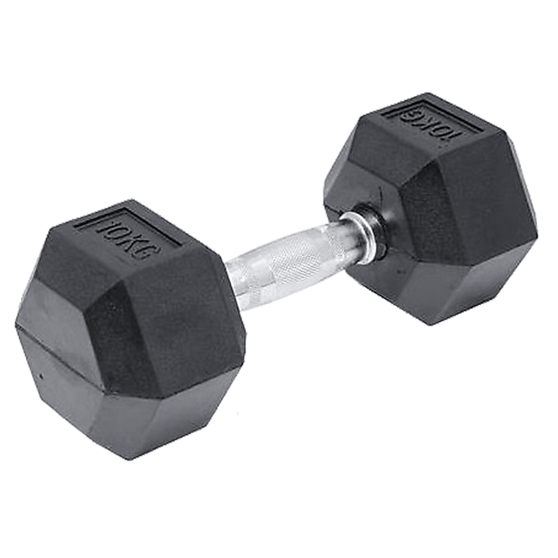 10KG Commercial Rubber Hex Dumbbell Gym Weight