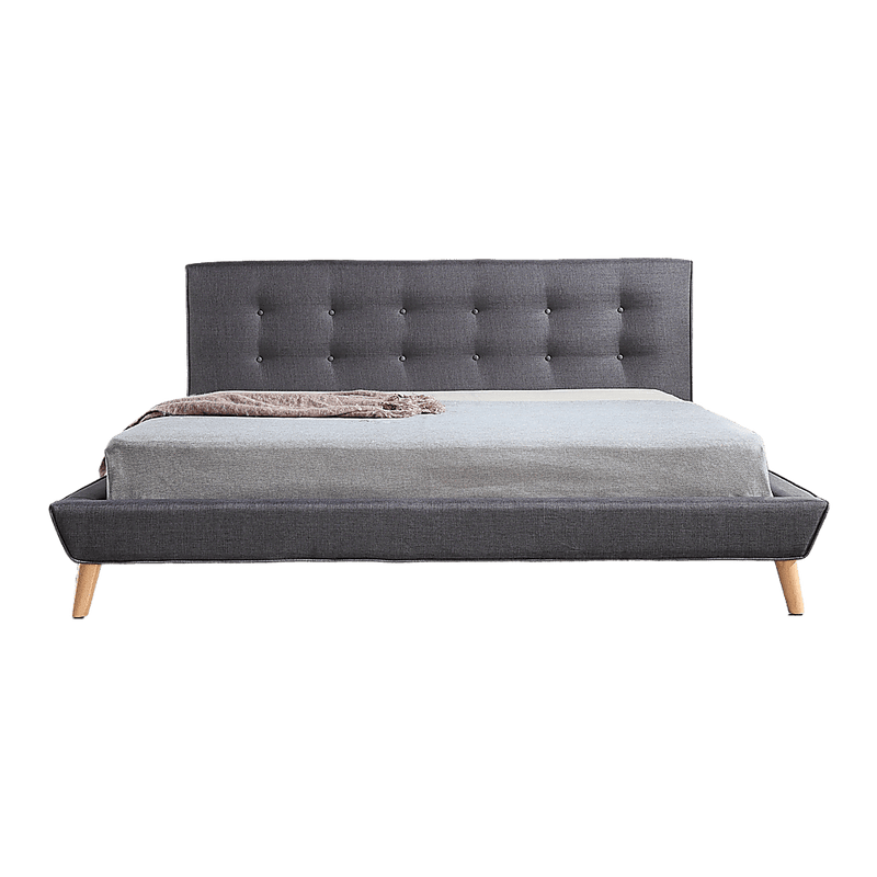 King Linen Fabric Deluxe Bed Frame Grey