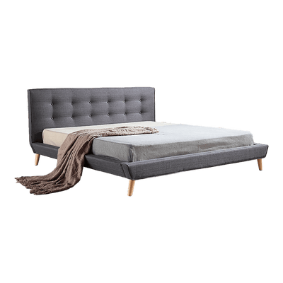 King Linen Fabric Deluxe Bed Frame Grey