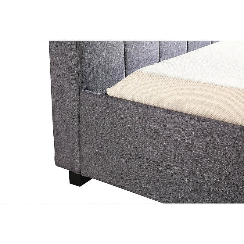 King Single Linen Fabric Deluxe Bed Frame Grey