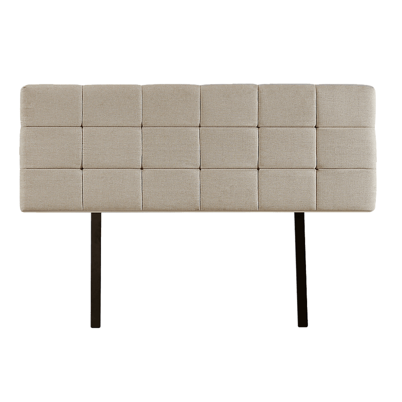 Linen Fabric Double Bed Deluxe Headboard Bedhead - Beige