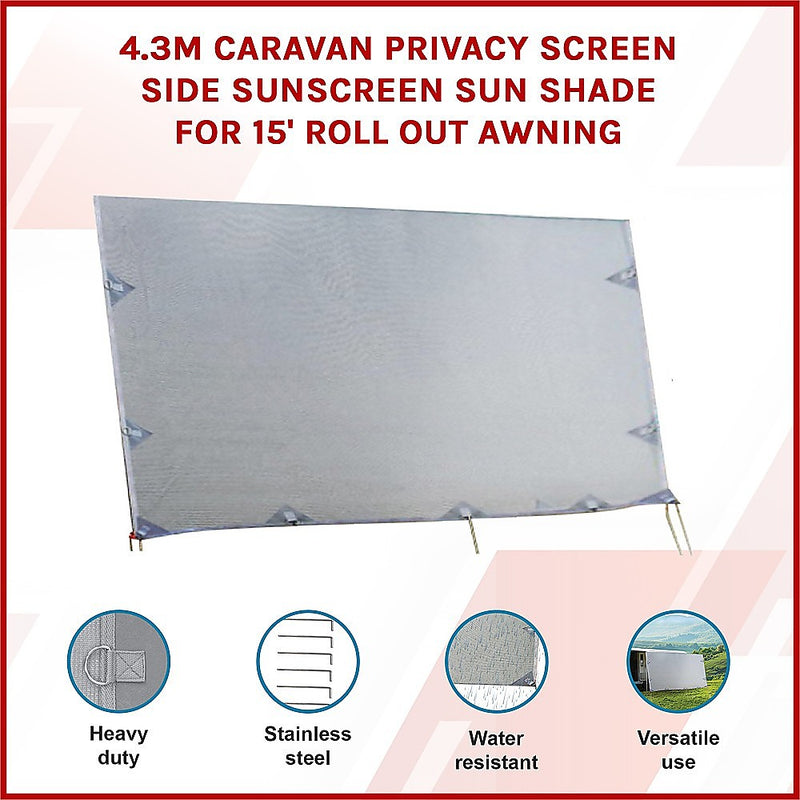 4.3m Caravan Privacy Screen Side Sunscreen Sun Shade for 15&