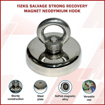 112Kg Salvage Strong Recovery Magnet Neodymium Hook