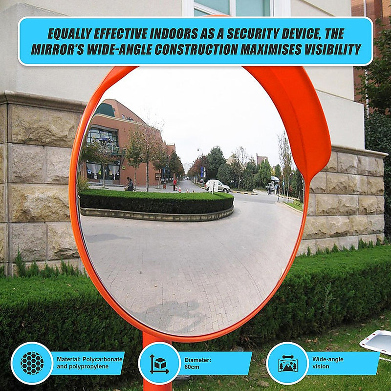 60cm Round Convex Mirror Blind Spot Safety Traffic Driveway Shop Wide Angle