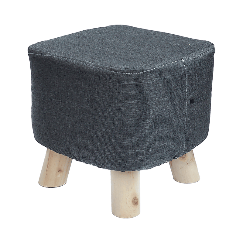 Fabric Ottoman Foot Stool Rest Pouffe Footstool Wood Storage Padded Seat