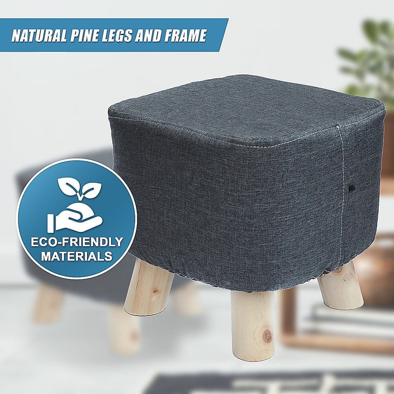 Fabric Ottoman Foot Stool Rest Pouffe Footstool Wood Storage Padded Seat