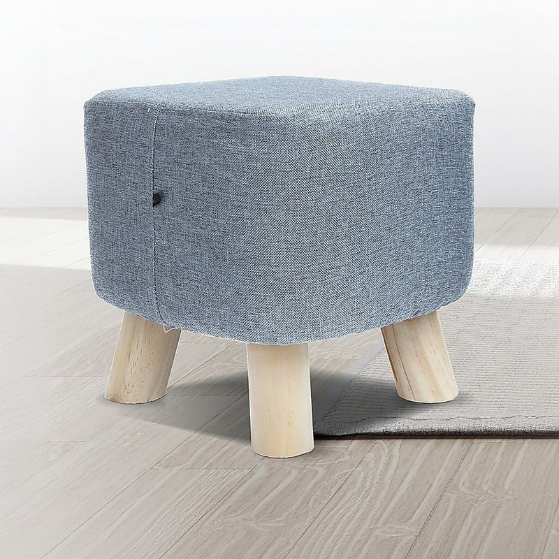 Fabric Ottoman Foot Stool Rest Pouffe Footstool Wood Storage Padded Seat