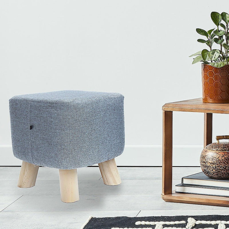 Fabric Ottoman Foot Stool Rest Pouffe Footstool Wood Storage Padded Seat