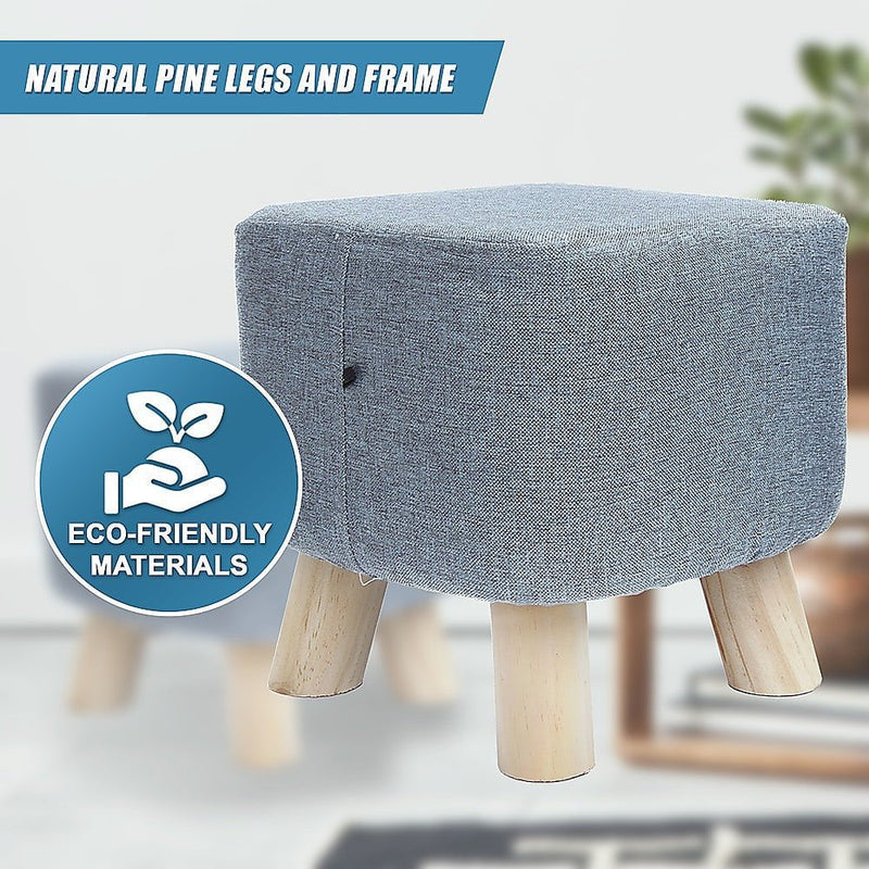 Fabric Ottoman Foot Stool Rest Pouffe Footstool Wood Storage Padded Seat