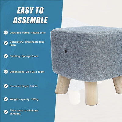 Fabric Ottoman Foot Stool Rest Pouffe Footstool Wood Storage Padded Seat