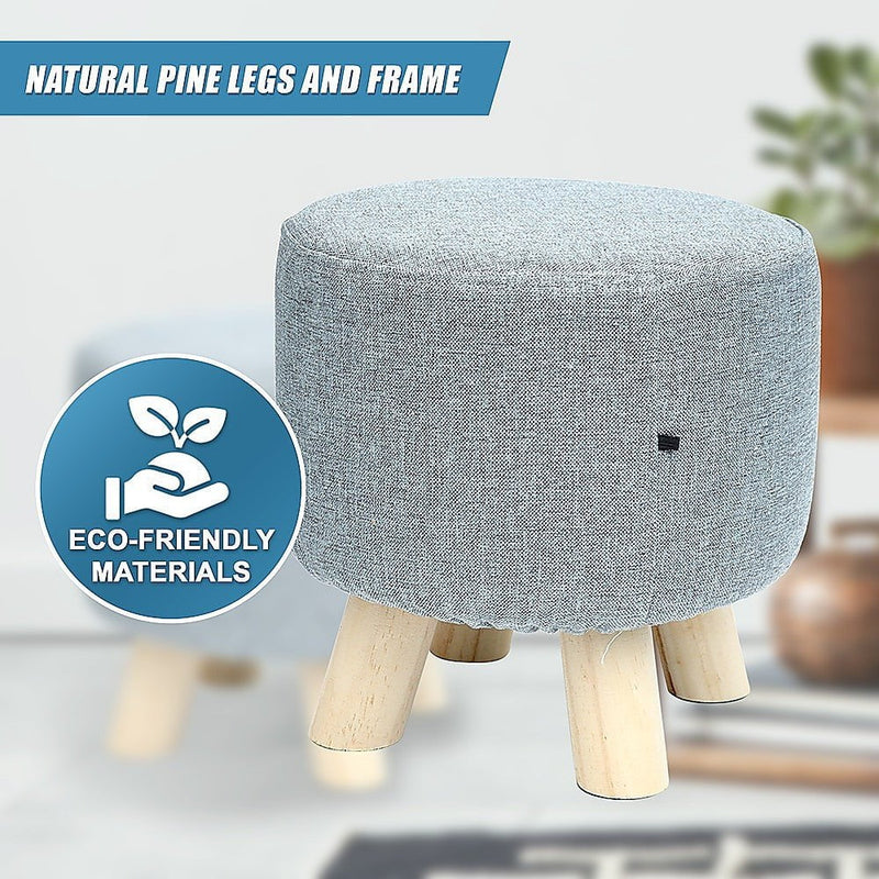 Fabric Ottoman Foot Stool Rest Pouffe Footstool Wood Storage Padded Seat