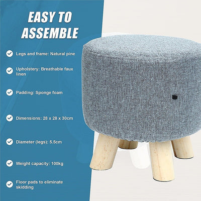 Fabric Ottoman Foot Stool Rest Pouffe Footstool Wood Storage Padded Seat