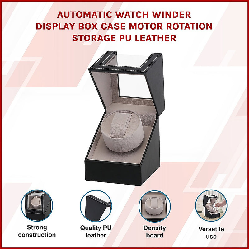 Automatic Watch Winder Display Box Case Motor Rotation Storage PU Leather