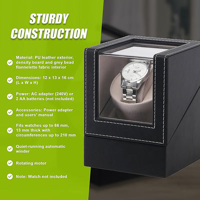 Automatic Watch Winder Display Box Case Motor Rotation Storage PU Leather