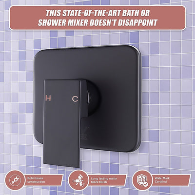 Shower Bath Mixer Tap Bathroom WATERMARK Approved - Electroplated Matte Black