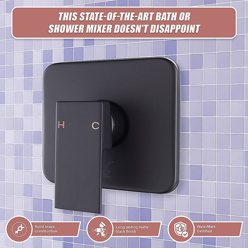 Shower Bath Mixer Tap Bathroom WATERMARK Approved - Electroplated Matte Black