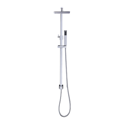 WELS 8" Rain Shower Head Set Square Dual Heads Faucet High Pressure Hand Held