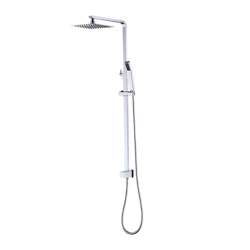 WELS 8" Rain Shower Head Set Square Dual Heads Faucet High Pressure With Mixer