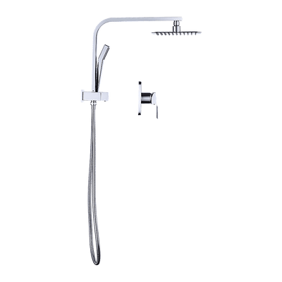 WELS 8" Rain Shower Head Set Square Dual Heads Faucet High Pressure With Mixer