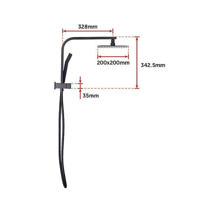 WELS 8" Rain Shower Head Set Square Dual Heads Faucet High Pressure Hand Held