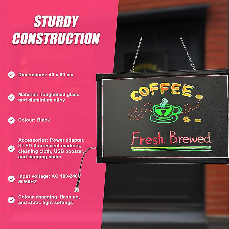 40x60cm LED Drawing Writing Board Fluorescent Light Up Sensory Play