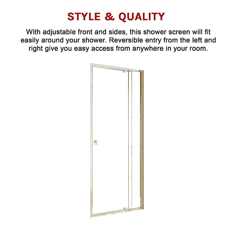 Adjustable Semi Frameless Shower Screen (82~90) x 195cm Australian Safety Glass