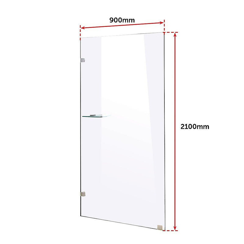 900 x 2100mm Frameless 10mm Safety Glass Shower Screen